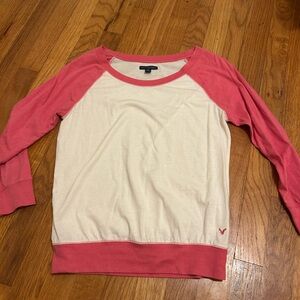 American Eagle Outfitters Pink and Cream Top